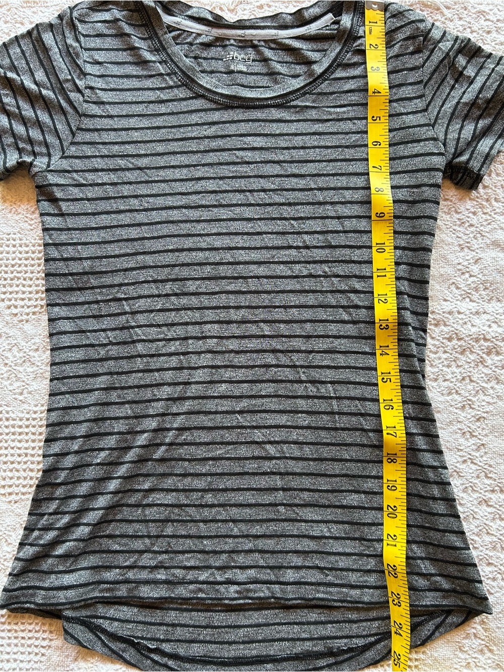 bcg Striped Scoop-Neck Short Sleeve Tee - Gray & Black - Picture 5 of 5